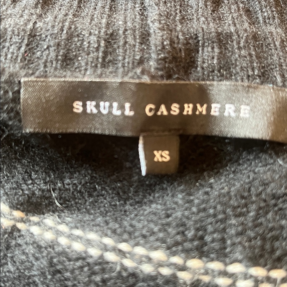 Skull Cashmere Black LIng Sleeve Cashmere CardiganEmbroidered Skull on Back XS - Picture 5 of 8
